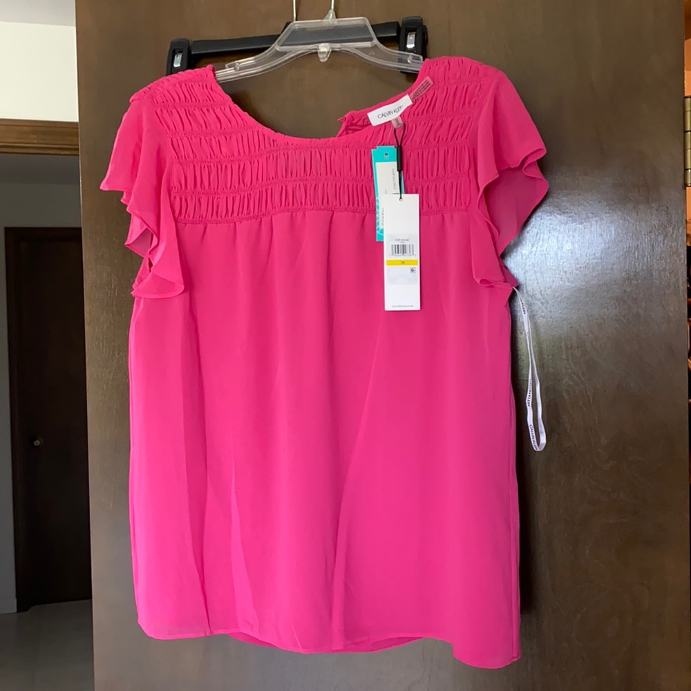 Hot pink short sleeve dress shirt